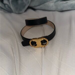 Tory Burch Leather Double Wrap Bracelet
